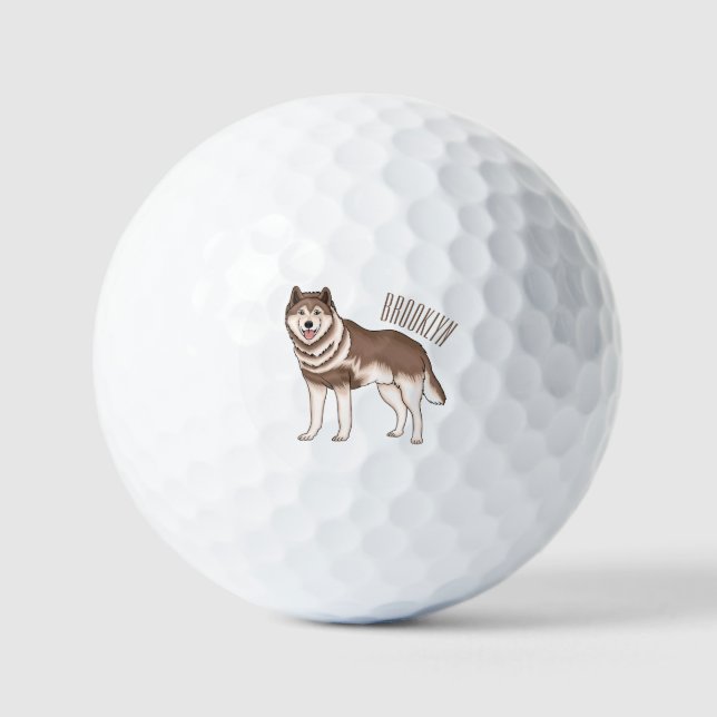 Pelotas De Golf Ilustracion personalizado husky siberiano (Anverso)