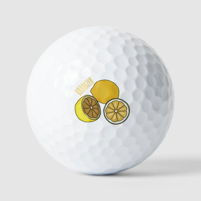 Pelotas De Golf Ilustracion personalizado limón (Anverso)