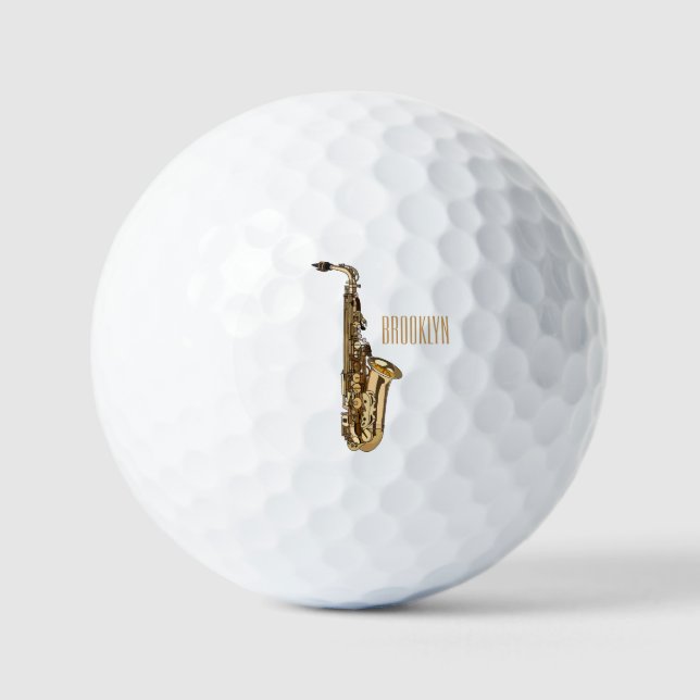 Pelotas De Golf Ilustracion personalizado saxofón (Anverso)