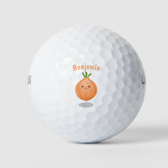 Pelotas De Golf Ilustracion personalizado verde de cebolla marrón  (Anverso)
