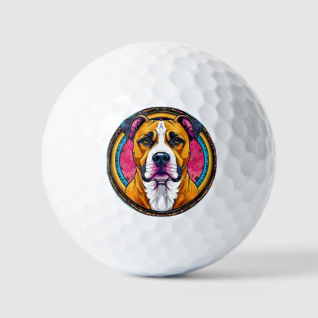 Pelotas De Golf Ilustración Vectorial de Perro (Anverso)