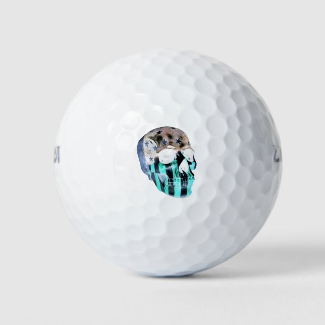 Pelotas De Golf Imagen inquietante negativa de un cráneo pintado (Anverso)