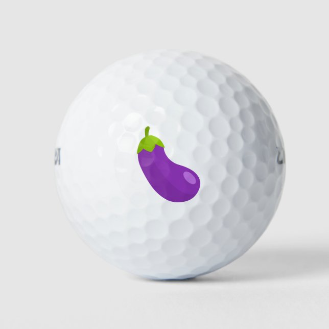 Pelotas De Golf Impresión de Emoji de berenjena (Anverso)