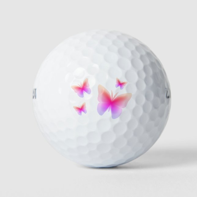 Pelotas De Golf Impresión de mariposa rosa de bonito (Anverso)