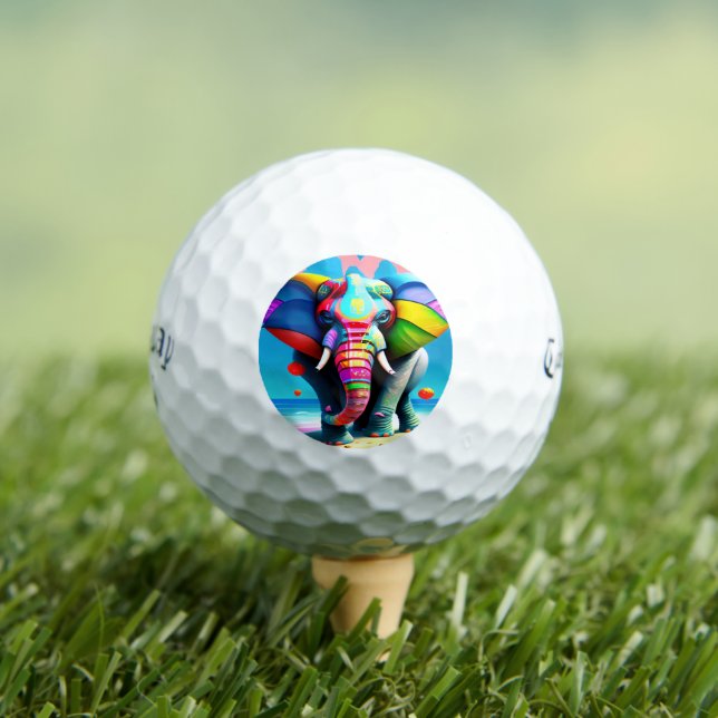 Pelotas De Golf Impresión divertida y lúdica del Elefante Arcoiris (Camiseta in situ)