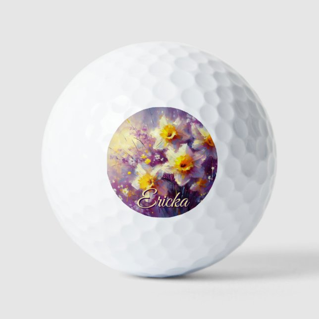 Pelotas De Golf Impresionante Daffodil Floral Purple personalizado (Anverso)