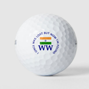 Pelotas De Golf INDIA BANDERA Monograma Cristiano Perdido y Encont