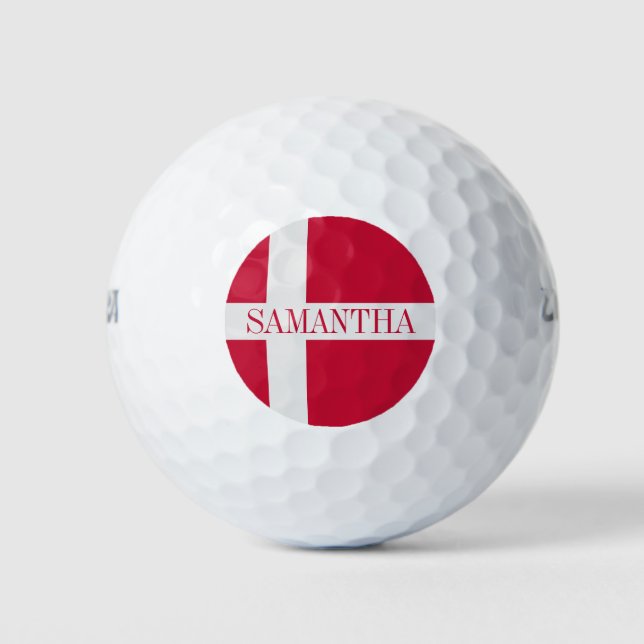 Pelotas De Golf Indicador danés con nombre personalizado (Anverso)