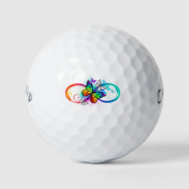 Pelotas De Golf Infinidad brillante con la mariposa arcoiris (Anverso)