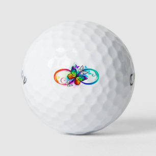 Pelotas De Golf Infinidad brillante con la mariposa arcoiris