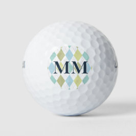 Pelotas De Golf Inicial de monograma azul y verde