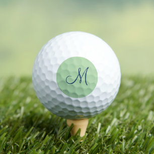 Pelotas De Golf Inicial de monograma de guión verde azulado 