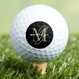 Pelotas De Golf Inicial de nombre con monograma dorado personaliza