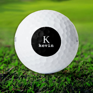 Pelotas De Golf Inicial del monograma negro personalizado con nomb