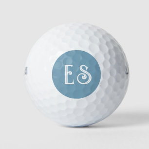 Pelotas De Golf Iniciales de monograma azul moderno personalizadas