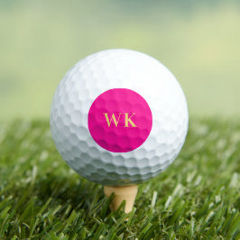 Pelotas De Golf Iniciales de monograma mínimo rosado caliente