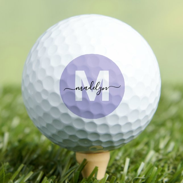 Pelotas De Golf Iniciales de monograma morado (Purple Lavender Monogram Name Initials Golf Balls )
