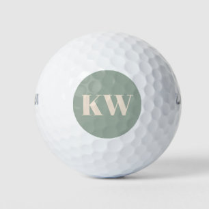 Pelotas De Golf Iniciales de monograma personalizadas en verde sal