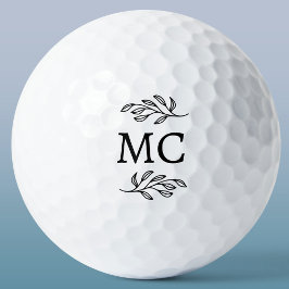 Pelotas De Golf Iniciales de monograma personalizadas hoja botánic