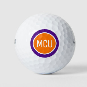 Pelotas De Golf Iniciales de monograma púrpura naranja personaliza