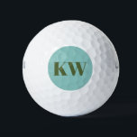 Pelotas De Golf Iniciales de monograma verde azul moderno personal<br><div class="desc">Moderno Monograma Azul y Verde Iniciales Bolas de Golf Personalizadas</div>