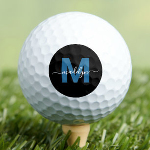 Pelotas De Golf Iniciales de nombre de monograma azul moderno pers