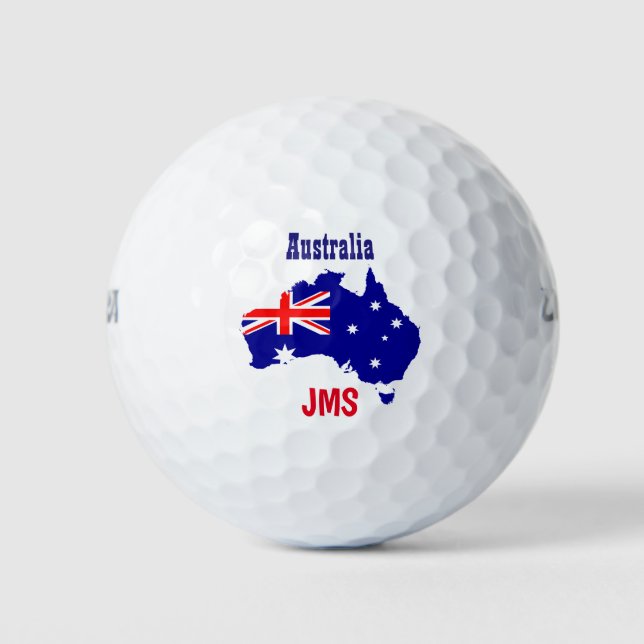 Pelotas De Golf Iniciales del Monograma del Mapa de Bandera Austra (Anverso)