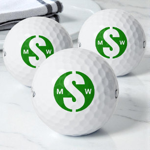 Pelotas De Golf Iniciales Modernes Divertido Dinero Verde Monogram