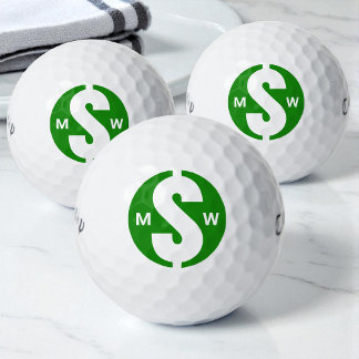 Pelotas De Golf Iniciales Modernes Divertido Dinero Verde Monogram