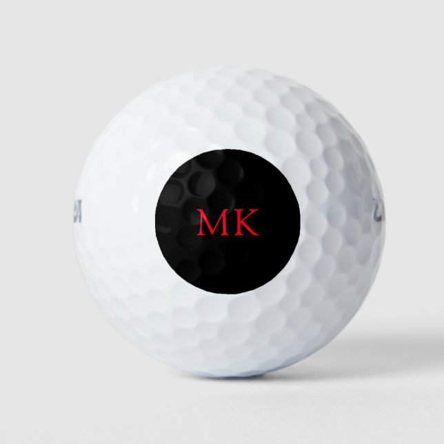 Pelotas De Golf Iniciales monográficas personalizadas Rojo negro m (Anverso)