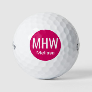 Pelotas De Golf Iniciales Nombre Rosa Brillante