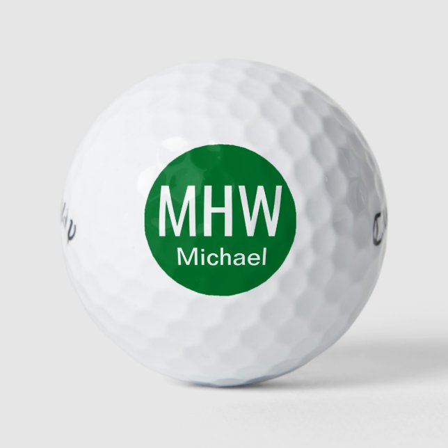 Pelotas De Golf Iniciales Nombre Verde (Anverso)