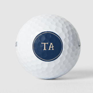 Pelotas De Golf Iniciales o nombre beige redondo con azul