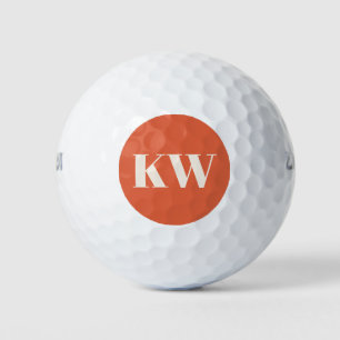 Pelotas De Golf Iniciales Personalizadas en Negrita Naranja Modern