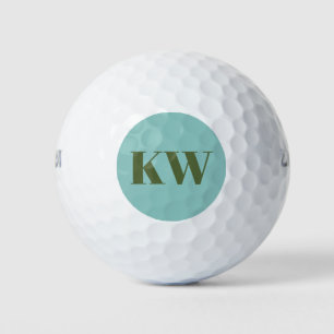 Pelotas De Golf Iniciales Personalizadas Monograma Azul Verde Mode