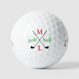Pelotas De Golf Iniciales rojas . monograma sobre blanco
