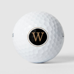 Pelotas De Golf Inital de oro y monograma negro personalizado