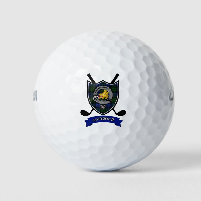 Pelotas De Golf Insignia de clan Campbell y clubes de golf cruzado (Anverso)