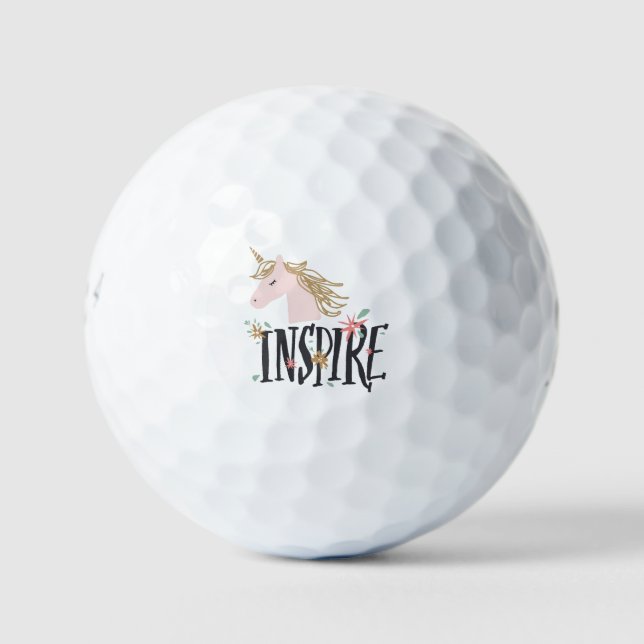 Pelotas De Golf Inspirar | Mano de oro Unicorn (Anverso)