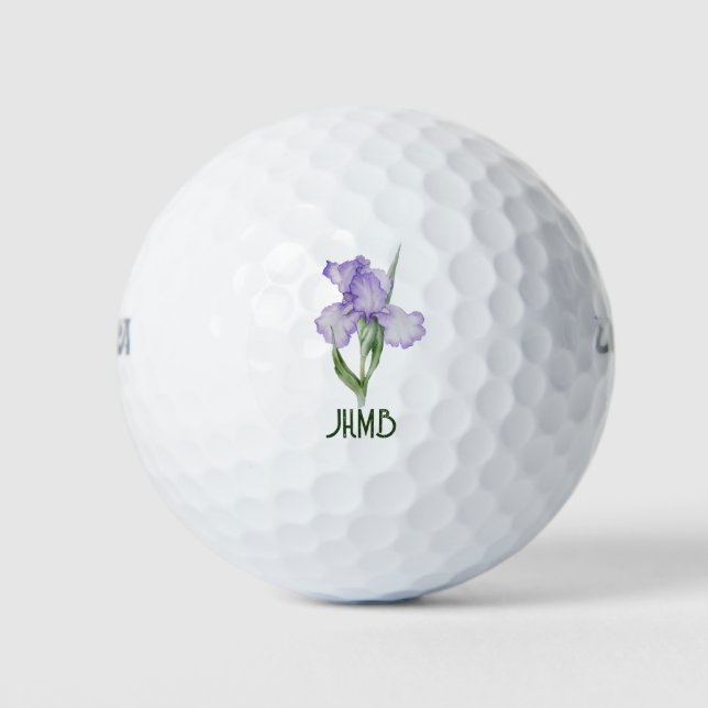 Pelotas De Golf Iris Garden Flower Monogram Art (Anverso)