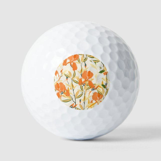 Pelotas De Golf irisis naranja: patrón floral sin fisuras (Anverso)