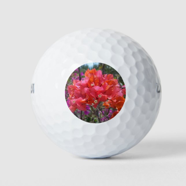 Pelotas De Golf Isla Tropical Rosa Bougainvillea Floral (Anverso)