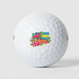 Pelotas De Golf Islas del Caribe retro flamingo vintage