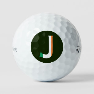 Pelotas De Golf J Monograma sobrepuesto sobre la bandera irlandesa