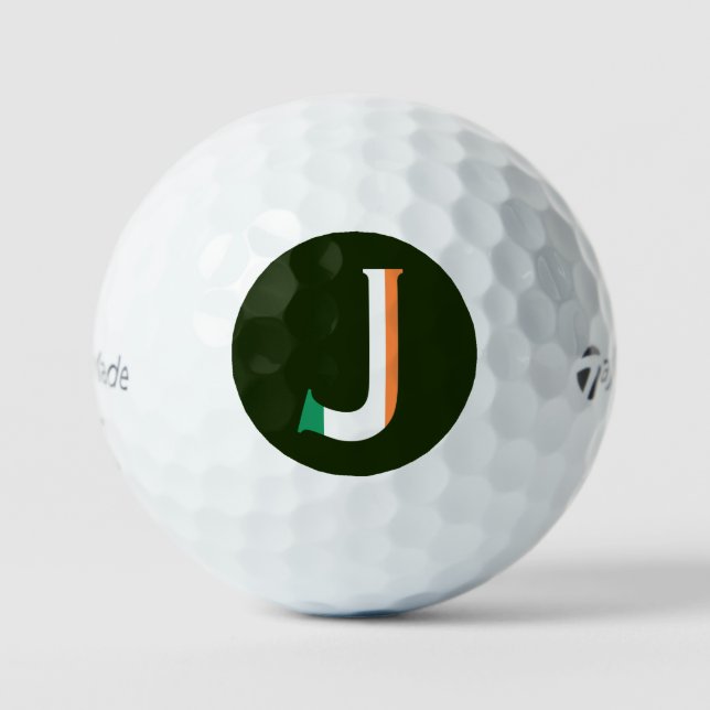 Pelotas De Golf J Monograma sobrepuesto sobre la bandera irlandesa (Anverso)