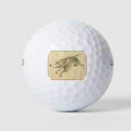 Pelotas De Golf Jabalí (Arte Japonés) (por Kono Bairei)