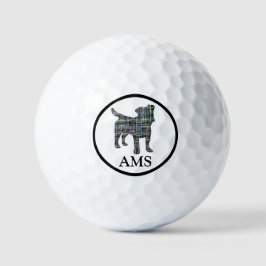 Pelotas De Golf Jack Russell Dog Silhouette Yellow and Blue Grid
