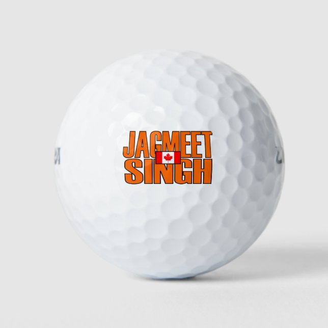 Pelotas De Golf Jagmeet Singh Naranja Bloquear texto Bandera canad (Anverso)