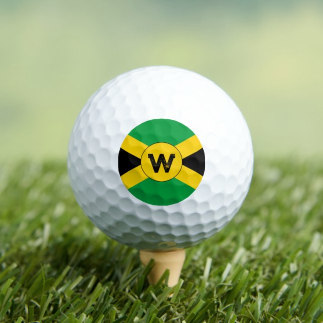 Pelotas De Golf Jamaican Flag Add Your Initial Monogram (Camiseta in situ)