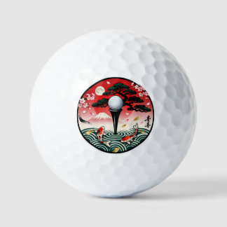 Pelotas De Golf Japanese Art Golf Ball - Koi Fish and Mount Fuji 